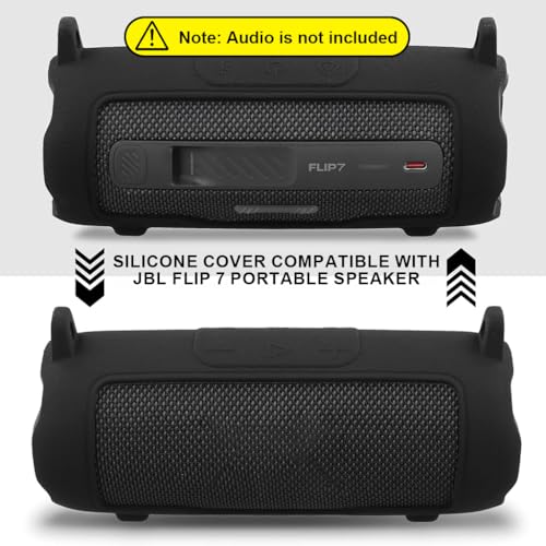 Image of ZORBES Silicone Case for JBL Flip 7 Portable Waterproof Speaker, Portable Travel Soft Cover with Shoulder Strap, Protective Skin Case (Black Case Only)