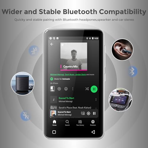 Image of innioasis 80GB MP3 Music Player with Bluetooth and WiFi, MP3 Player with Spotify Kids, Pandora, Audible, 4.0 inch Touch Screen Music Player Pocket with Parental Controls, Up to 1TB (White)