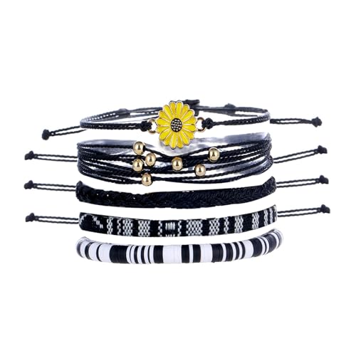 Image of Beach Summer Ankle Bracelet for Women Handmade Braided Adjustable String Anklets Waterproof Surfer Bracelet