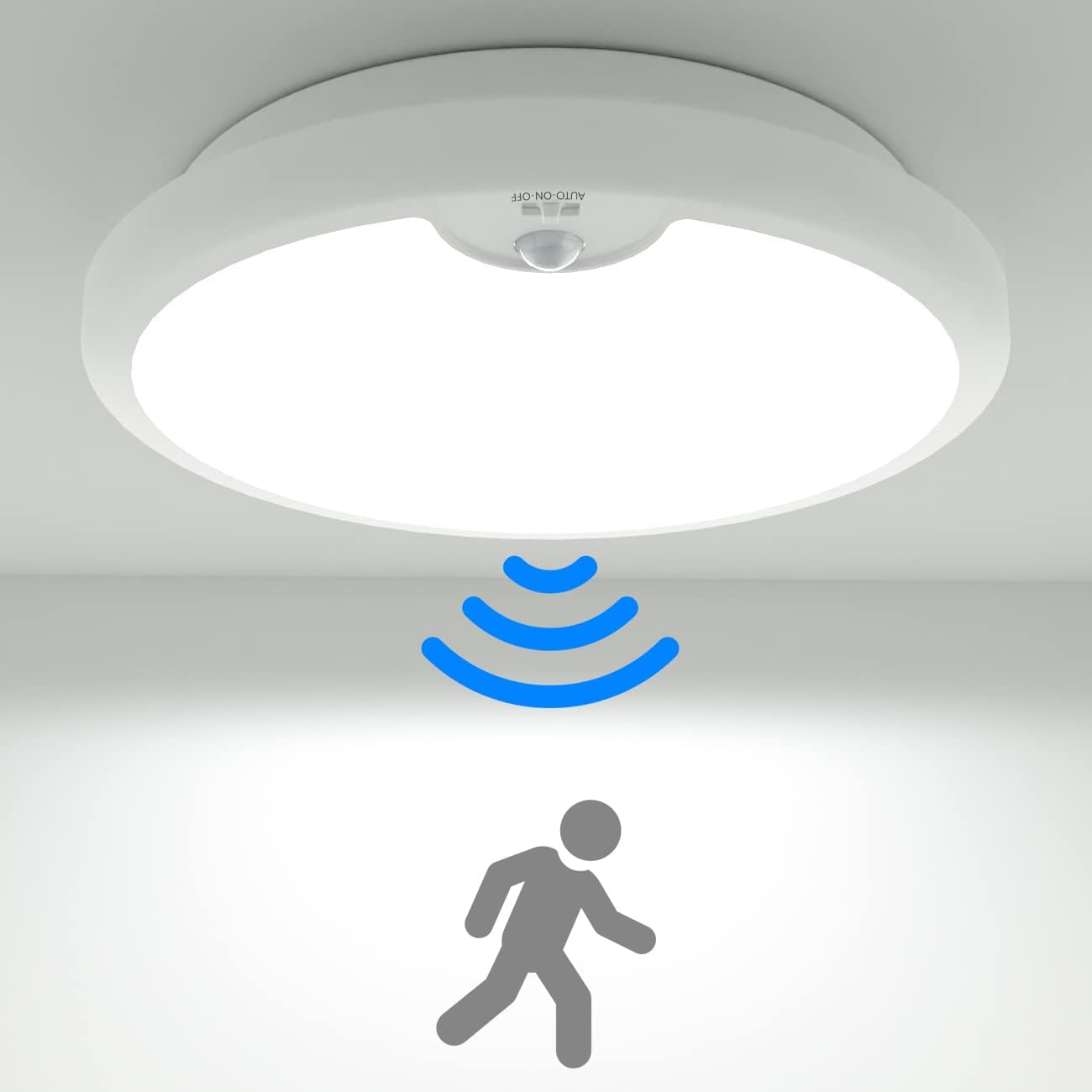 Peasur Motion Sensor LED Ceiling Light Battery Operated, 6000K 300LM Battery Lights Indoor