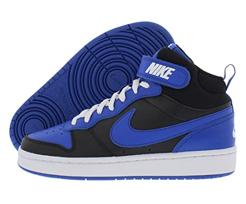 Image of Nike Boy's Court Borough Mid 2 (Big Kid) Black /Game Royal /Game Royal /White 6 Big Kid M
