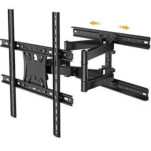 Full Motion TV Wall Mount for 17-55 Inch TVs Swivel Tilting Articulating TV Bracket Sliding Rotate Extend Max VESA 400x400 Horizontal Shift Wall Mount for TV Centering Hold up to 88 lbs, PSMFK13