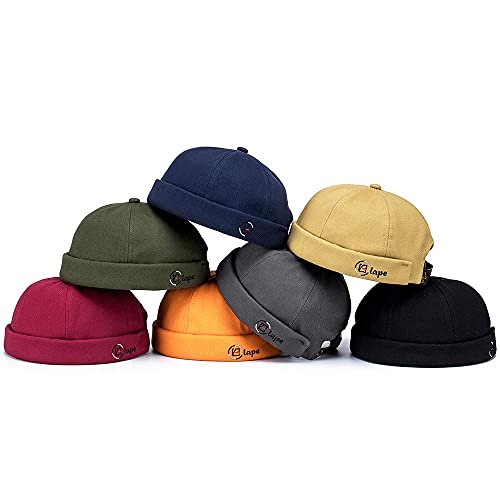 Croogo Docker Hats For Men Rolled Brimless Cap Fishing Watch Cap Hip Hop Dancing No Brim Hat Round Beanie Hat,Orange-Og01 #TOP4