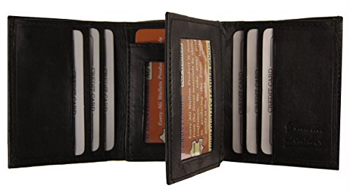 Ag Wallets Genuine Leather Men's Snake Skin Embossed Trifold Wallet (Black) (Tan) #TOP1
