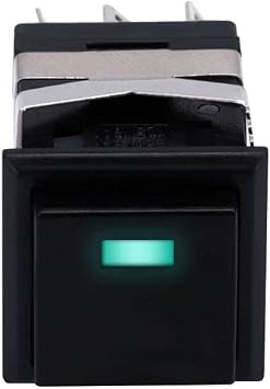 NS193 IP40 KD2-22 Momentary Latching ON-ON Square LED Illuminated Small Square Push Button Switch - Color Green Light/Standard MomentaryRest