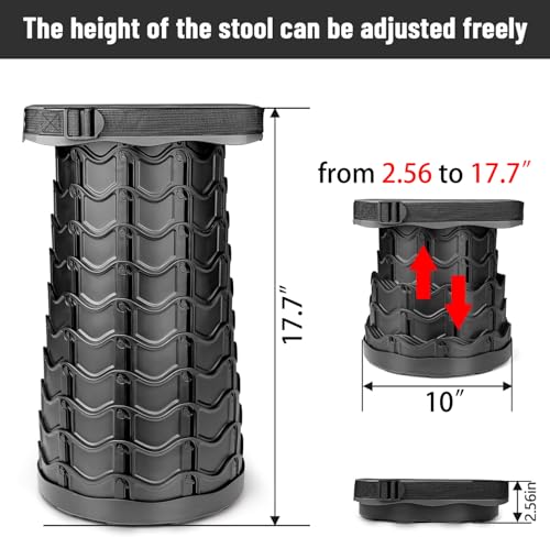 Image of Fishboy Upgraded Collapsible Stool, 400lbs Max Weight, Lightweight But Sturdy, Portable Retractable Folding Telescoping Foldable Camping Stool for Adults Outdoor Fishing Hiking BBQ
