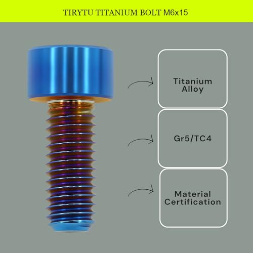 Image of M6x15 Titanium Bolts Socket Head Cap Screw, Burnt Blue, 4PC | Lightweight Design, Ideal for Humid /Salty Environments, Socket Head Hex Key No Washer, MTB /Road Bike Bolts