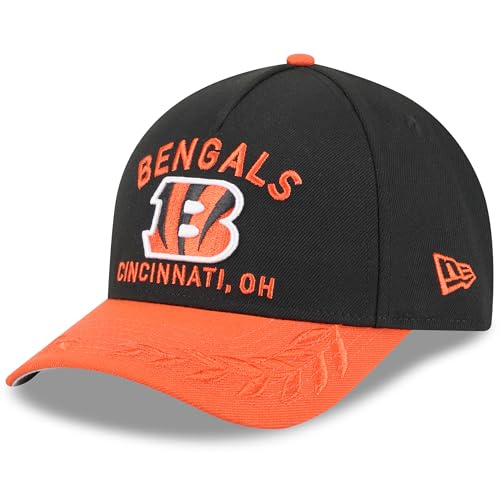 New Era Mens Black/Orange Cincinnati Bengals 2025 NFL Draft 9FORTY A-Frame M-Crown Adjustable Hat
