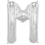 16 inch Letter M - Silver Air-Filled Foil Balloon