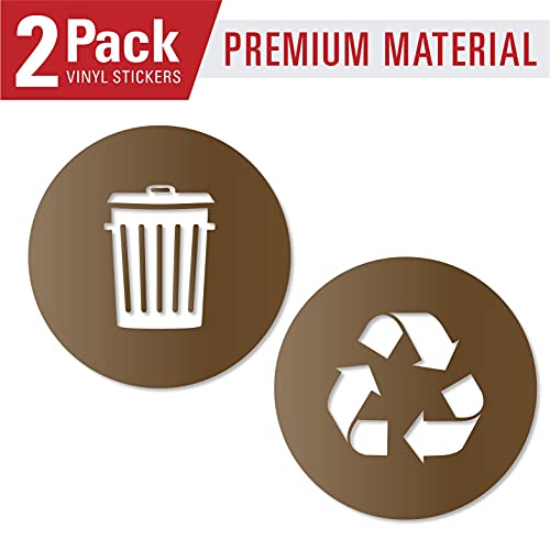 Image of Recycle and Trash Sticker Logo Style 2 (23in x23in) Symbol to Organize Trash cans or Garbage containers and Walls - XLarge Copper Metallic Vinyl Decal Sticker