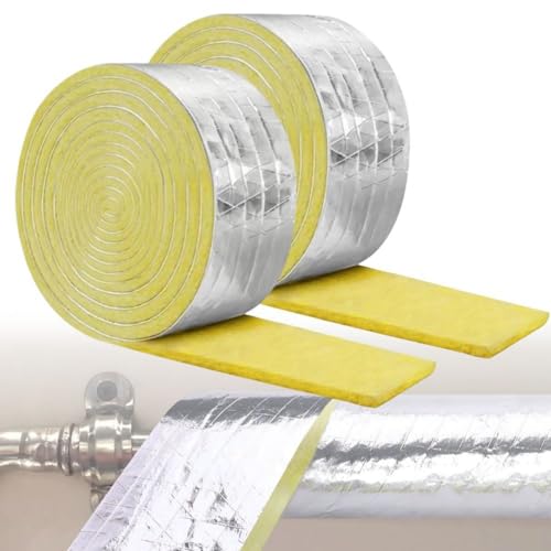 Lana de verre pour tuyaux rouleau 10 m - Isolation thermique efficace pour protection contre le froid (-40°C) et économie d'énergie (2 pièces)