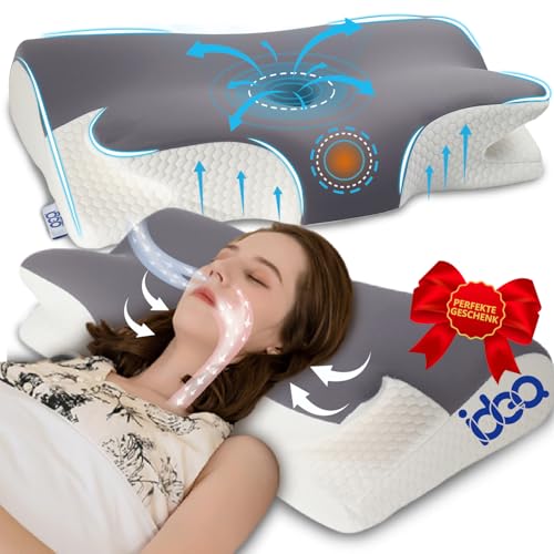 IDEA Nackenkissen Kopfkissen, Ergonomisches Kopfkissen Nackenschmerzen, Memory Foam Orthopädische Kissen, Schlafkissen für Seitenschläfer Rücken &...