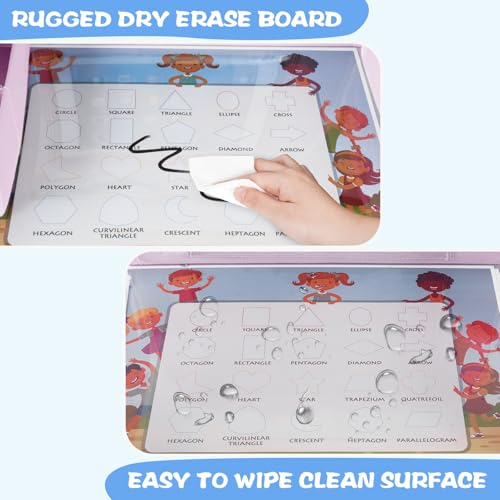 Image of MENZOKE Kids Travel Tray for Toddler Car Seat, Gift for Girl Activities | Road Trip Essentials Accessories Lap Tray for Girl with Dry Erase Board & iPad Holder Stand as Birthday Gift, LightPurple