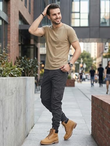 Image of Leriya Fashion Men's Cargo Pants | 6 Pocket Cotton Cargo Joggers for Men | Loose Fit Stylish Pant with Pockets | Casual Baggy Trousers & Streetwear Lower