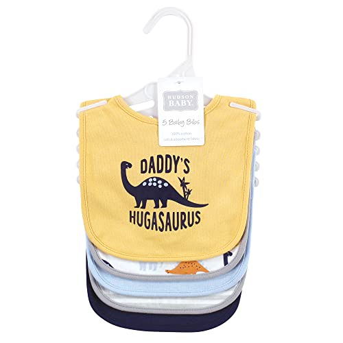 Image of Hudson Baby Unisex Baby Cotton Bibs, Hugasaurus, One Size