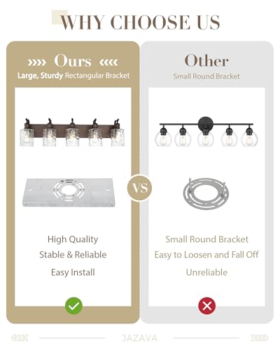 Image of Bathroom Vanity Light Fixtures 5-Light Hammered Glass Modern Wall Mounted Over Mirror Oil Rubbed Bronze - VL01ORBH-5