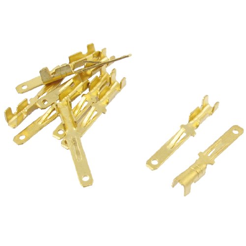 Aexit 10 Pcs Audio & Video Accessories Gold Tone Male Spade Crimp Terminals 2.8mm Connectors & Adapters Wiring Connectors