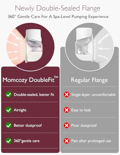 Image of Momcozy Hands-Free Breast Pump S12 Pro, Wearable, Portable Pump with Soft Double-Sealed Flange 24mm, 3 Modes & 9 Levels Electric Breast Pump for Easy Pumping, Smart Display (1 Pack, White)