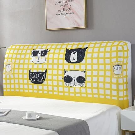 Elastic All-Inclusive Headboard Cover with Plant Animal Printed Dust Proof Bed Head Cover Nordic Bed Head Back Protector 220cm (J,for 2.2m Headboard)