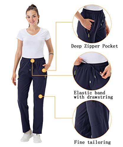 Bgowatu Women's Hiking Pants Quick Dry Water Resistant Outdoor Cargo Pants Zipper Pockets Lightweight (Navy,Us M) #TOP6