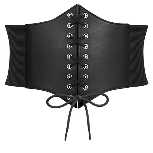 XIAOWU Damen korsett Gürtel Elastischen Breiten Waspie Schnürkorsett Gürtel Halloween Karneval Cosplay Kostüm
