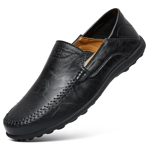 Image of Go Tour Men's Premium Genuine Leather Casual Slip on Loafers Breathable Driving Shoes Fashion Slipper