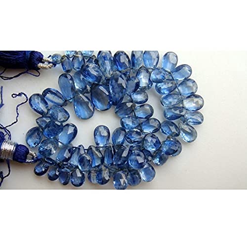 LKBEADS 1 sznurek naturalny cyjanit fasetowane koraliki w kształcie gruszki - 9 x 6 mm do 14 x 7 mm długości 15 cm
