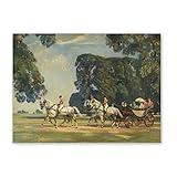  Alfred James Munnings-célèbre peinture à l\'huile Impression sur toile-Reproductions de tableaux sur toile-\'Au retour des courses d\'Ascot, 1925\'-Paysage Mur Art Photos 30x42cm(12x17in)Sans cadre