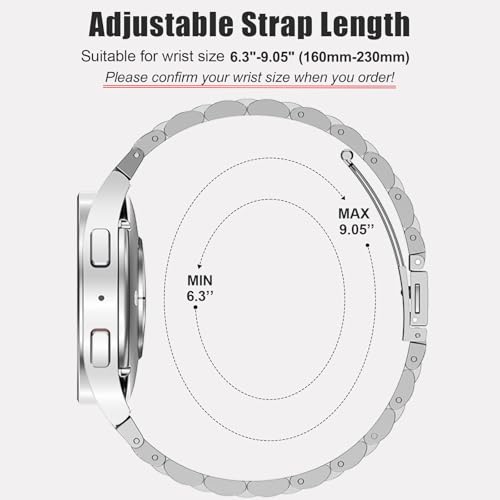 سوار من الستانلس ستيل من اي زد ام في زد كيه يو متوافق مع ساعة سامسونج جالكسي 7/6/5/4 40 ملم 44 ملم/ جالكسي ووتش 4/6 كلاسيك 42 ملم 46 ملم 43 ملم 47 ملم، 20 ملم، سوار ساعة معدني بدون فجوات لساعة جالكسي