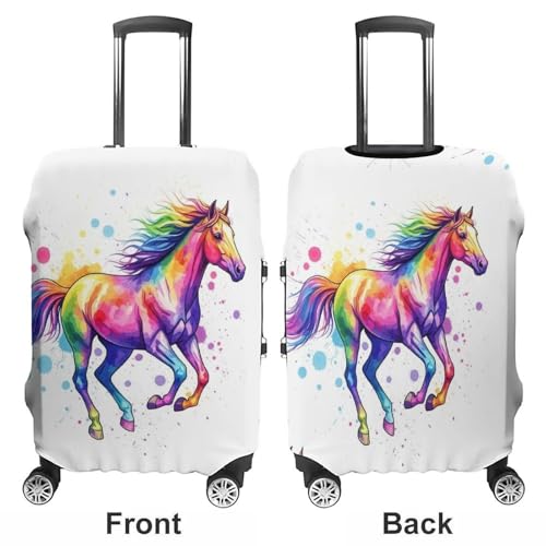 Anti Scratch Travel Luggage Cover Watercolor Horse Elastic Washable Stretch Suitcase Protector Carry On Luggage Cover3