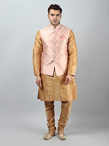 Image of Uri and MacKenzie Men's Silk Blend Kurta Pajama with Designer Ethnic Nehru Jacket /Modi Jacket