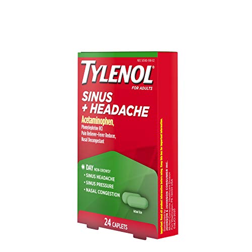 Tylenol Sinus + Headache Non-Drowsy Daytime Caplets With Acetaminophen & Phenylephrine Hcl, 24 Ct #TOP5