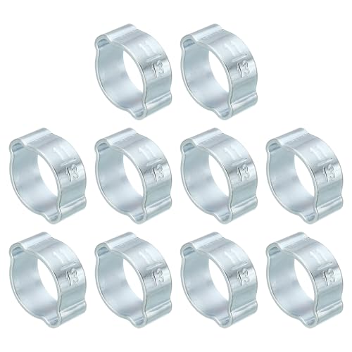 PATIKIL 30pz 11-13mm Set Fascette Stringitubo Doppio Orecchio, Fascette Metalliche Morsetti Tubi Acciaio Zincato per Collegamenti Raccordi Tubi Gas Auto, Tono Argento