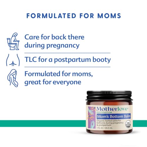 Image of Motherlove Mom's Bottom Balm (2 oz) Organic Herbal Salve w /Witch Hazel for Bottoms During Pregnancy & Postpartum -Non-GMO Ointment (Pack of 2)