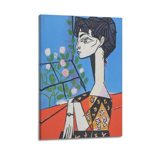 Toile murale Picasso Jacqueline avec fleurs : affiche d'art de qualité