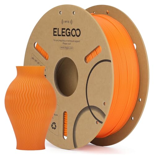 ELEGOO RFID PLA Filament 1.75mm Orange 1KG, Auto Identification 3D Printer Filament Compatible with Canvas, Dimensional Accuracy +/-0.02mm, 1kg(2.2lbs) Spool for Most 3D Printers