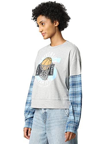 Image of ONLY Printed Cotton Regular Fit Womens Sweatshirt