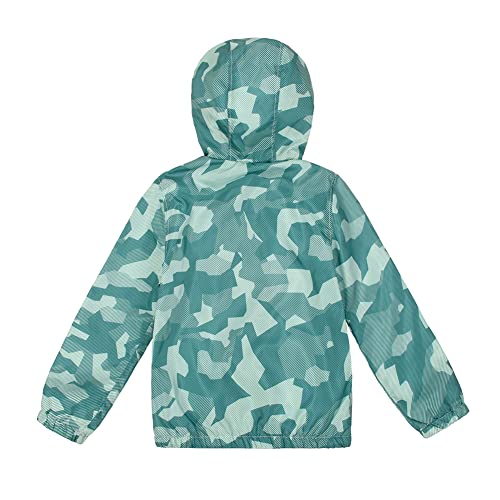 SNOW DREAMS Boys Waterproof Rain Jacket Windbreaker Lightweight Coat Kids Raincoat Outerwear Green Camo Size 62