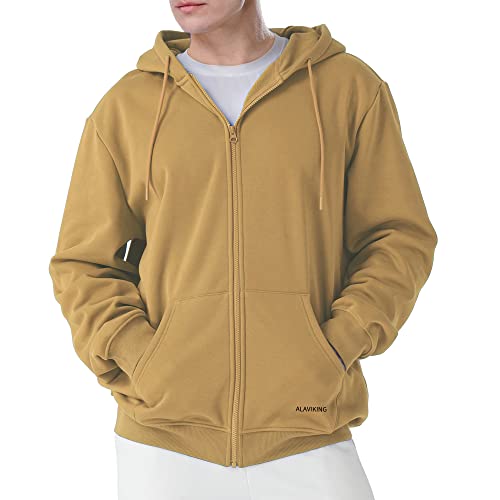 ALAVIKING Mens Zip up Hoodie Antistatic Fabric Hooded Sweatshirt with Pockets Athletic Fleece Hoodies for Men Size S-3XL