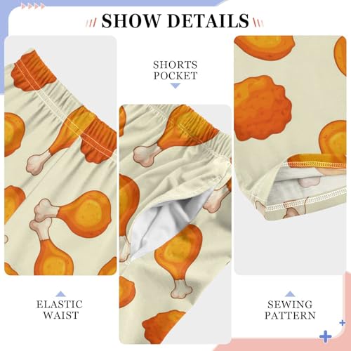 J JOYSAY Fried Chicken Piece Beige Pajamas Pants Soft Long Pajama Bottoms Lounge Sleep Pants Size S-XL4