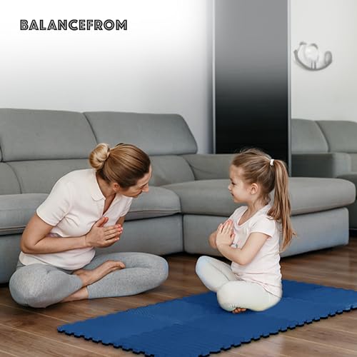Image of BalanceFrom 6 Piece Foam Floor Mat Puzzle Tiles, 3 /4 inch Thick, 24 Sq Ft, Blue | Tiles for Home Gym, Mat for Home Workout Equipment, Floor Padding for Kids, Blue, 24 in x 24 in x 3 /4 in, 24 Sq Ft - 6 Tiles