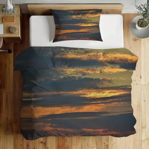 Housse de couette microfibre 240x260 orange brun anti-plis avec fermeture éclair - 4