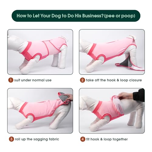 Image of Kuoser Recovery Suit for Dogs, Soft Dog Spay Suit for Female Surgery Recovery, Breathable Dog Neuter Recovery Suit Male, Anti Licking Dog Onesie for Abdominal Wounds Cone Alternatives, Pink XL