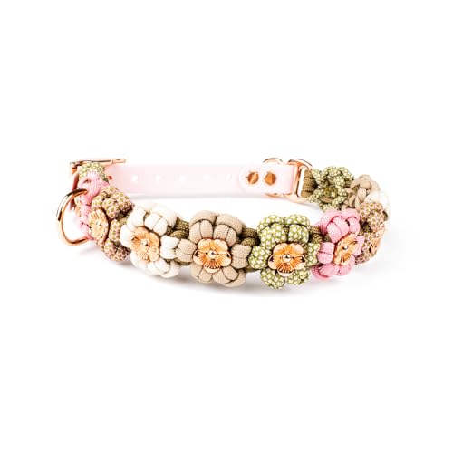 Hundehalsband Tierluxe Blumen Paracord (Rosa, XL Halsumfang 40-46 cm)