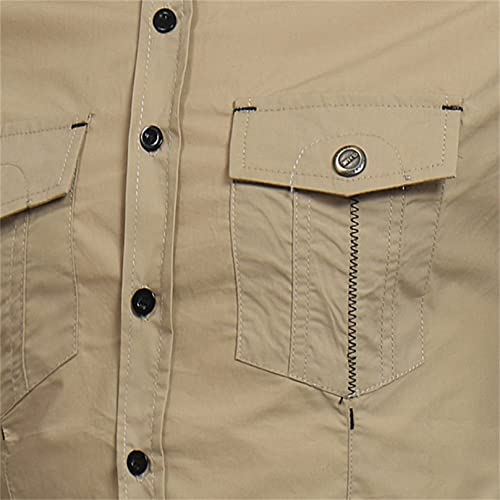 Men's Long Sleeve Military Button Down Cargo Shirt Tactical Training Hiking Work Shirts Slim Western Tops with Pockets4