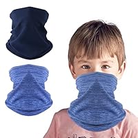 HEGCOIIE 2 Stück Kinder Loop Schal Fleece Schlauchschal Kinder Halswärmer Halstuch Winddicht Ski Maske Warmer für Jungen Mädchen Outdoor Skifahren Radfahren (Marineblau + Blau)