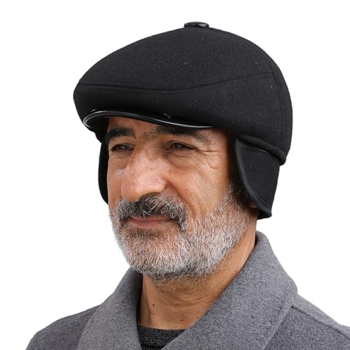 Herren Winter Schiebermütze mit Ohrenklappen Warme Newsboy Flatca...