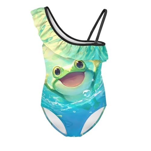 Image of Girls One Piece Swimsuits Size 3-14 Trendy Ruffle Bathing Suit Casual Hawaiian Summer Beach Swimwear