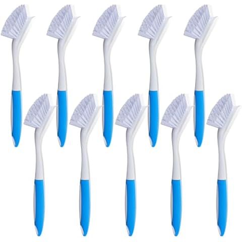 Hsei 10 Pcs Kitchen Scrub Dish Brush Bulk with Long Handle Dish Scrubber with Stiff Bristles Washing Scrub Brushes for Housekeeping or Cleaning Company Hotel (Blue) Cover