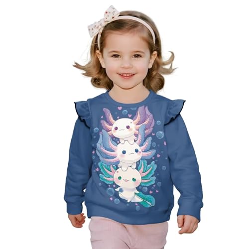 Dolyues Toddler Girl Long Sleeve Shirt Baby Girls Crewneck Sweatshirt Soft Ruffle Pullover Clothes Size 1T-8Y